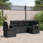 vidaXL Set de muebles de jardín 5 pzas y cojines ratán sintético negro vidaXL Set de muebles de jardín 5 pzas y cojines ratán sintético negro