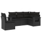 vidaXL Set de muebles de jardín 5 pzas y cojines ratán sintético negro vidaXL Set de muebles de jardín 5 pzas y cojines ratán sintético negro