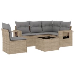 vidaXL Juego de sofás jardín con cojines 6 pzas ratán sintético beige