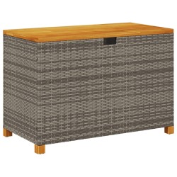 vidaXL Caja de almacenaje jardín madera acacia ratán gris 110x55x63 cm