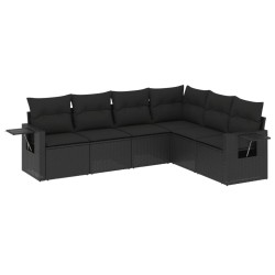 vidaXL Set de sofás de jardín 6 piezas y cojines ratán sintético negro