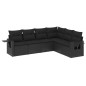 vidaXL Set de sofás de jardín 6 piezas y cojines ratán sintético negro vidaXL Set de sofás de jardín 6 piezas y cojines ratán sintético negro