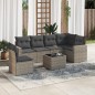 vidaXL Set de sofás de jardín 7 piezas con cojines ratán PE gris vidaXL Set de sofás de jardín 7 piezas con cojines ratán PE gris