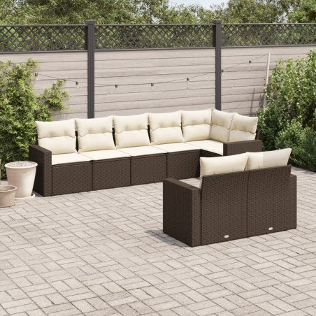 vidaXL Set sofás de jardín 8 piezas y cojines ratán sintético marrón