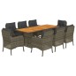 vidaXL Set comedor jardín 9 pzas y cojines ratán sintético gris vidaXL Set comedor jardín 9 pzas y cojines ratán sintético gris