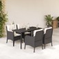 vidaXL Set de muebles jardín 5 pzas con cojines ratán sintético negro vidaXL Set de muebles jardín 5 pzas con cojines ratán sintético negro