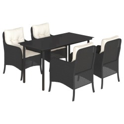 vidaXL Set de muebles jardín 5 pzas con cojines ratán sintético negro