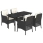 vidaXL Set de muebles jardín 5 pzas con cojines ratán sintético negro vidaXL Set de muebles jardín 5 pzas con cojines ratán sintético negro
