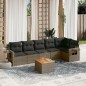 vidaXL Set de sofás de jardín 7 piezas con cojines ratán PE gris vidaXL Set de sofás de jardín 7 piezas con cojines ratán PE gris