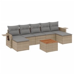 vidaXL Juego de sofás jardín con cojines beige mezcla 8 pzas ratán PE