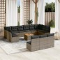 vidaXL Set de sofás de jardín 14 pzas con cojines ratán sintético gris vidaXL Set de sofás de jardín 14 pzas con cojines ratán sintético gris
