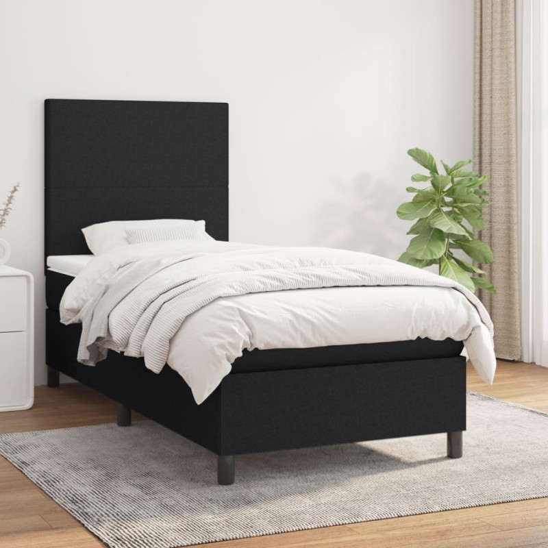 vidaXL Cama box spring con colchón tela negro 100x200 cm vidaXL Cama box spring con colchón tela negro 100x200 cm