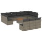 vidaXL Set de sofás de jardín 14 pzas con cojines ratán sintético gris vidaXL Set de sofás de jardín 14 pzas con cojines ratán sintético gris
