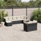 vidaXL Set de sofás de jardín 8 piezas y cojines ratán sintético negro vidaXL Set de sofás de jardín 8 piezas y cojines ratán sintético negro