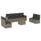 vidaXL Set de muebles de jardín 9 pzas y cojines ratán sintético gris vidaXL Set de muebles de jardín 9 pzas y cojines ratán sintético gris