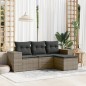 vidaXL Set de sofás de jardín 4 pzas y cojines ratán sintético gris vidaXL Set de sofás de jardín 4 pzas y cojines ratán sintético gris