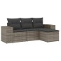 vidaXL Set de sofás de jardín 4 pzas y cojines ratán sintético gris vidaXL Set de sofás de jardín 4 pzas y cojines ratán sintético gris