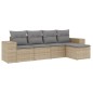 vidaXL Juego de sofás jardín con cojines 5 pzas ratán sintético beige vidaXL Juego de sofás jardín con cojines 5 pzas ratán sintético beige