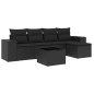 vidaXL Set de sofás de jardín 6 piezas y cojines ratán sintético negro vidaXL Set de sofás de jardín 6 piezas y cojines ratán sintético negro