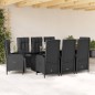 vidaXL Set de comedor de jardín 9 pzas y cojines ratán sintético negro vidaXL Set de comedor de jardín 9 pzas y cojines ratán sintético negro