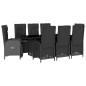 vidaXL Set de comedor de jardín 9 pzas y cojines ratán sintético negro vidaXL Set de comedor de jardín 9 pzas y cojines ratán sintético negro
