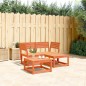 vidaXL Juego de sofás de jardín 3 pzas madera maciza pino marrón cera