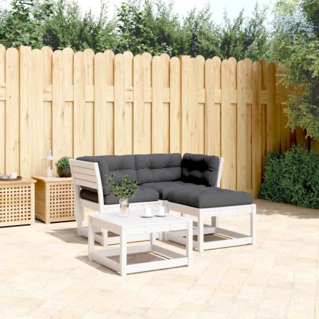 vidaXL Set sofás jardín 3 pzas con cojines madera maciza pino blanco