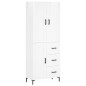 vidaXL Aparador alto madera contrachapada blanco brillo 69,5x34x180 cm