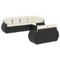 vidaXL Set de comedor de jardín 7 pzas y cojines ratán sintético negro vidaXL Set de comedor de jardín 7 pzas y cojines ratán sintético negro