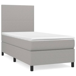 vidaXL Cama box spring con colchón tela gris claro 80x200 cm