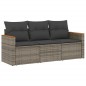 vidaXL Set de sofá de jardín 3 pzas y cojines ratán sintético gris vidaXL Set de sofá de jardín 3 pzas y cojines ratán sintético gris