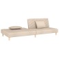 vidaXL Sofá cama de 2 plazas con dos almohadas tela color crema vidaXL Sofá cama de 2 plazas con dos almohadas tela color crema