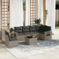 vidaXL Set de sofás de jardín 7 piezas con cojines ratán PE gris vidaXL Set de sofás de jardín 7 piezas con cojines ratán PE gris