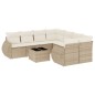 vidaXL Set de sofás de jardín 9 pzas con cojines ratán sintético beige vidaXL Set de sofás de jardín 9 pzas con cojines ratán sintético beige