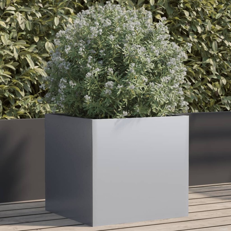 vidaXL Jardinera de acero galvanizado plateado 49x47x46 cm vidaXL Jardinera de acero galvanizado plateado 49x47x46 cm