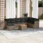 vidaXL Set de muebles de jardín 9 pzas y cojines ratán sintético gris vidaXL Set de muebles de jardín 9 pzas y cojines ratán sintético gris