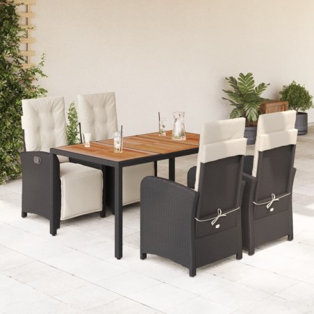 vidaXL Set de muebles jardín 5 pzas con cojines ratán sintético negro