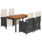 vidaXL Set de muebles jardín 5 pzas con cojines ratán sintético negro