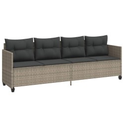vidaXL Tumbona con cojines ratán sintético gris claro