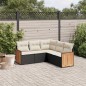 vidaXL Set de muebles de jardín 5 pzas y cojines ratán sintético negro vidaXL Set de muebles de jardín 5 pzas y cojines ratán sintético negro