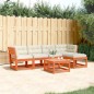 vidaXL Set de sofás jardín 5 pzas con cojines madera pino marrón cera vidaXL Set de sofás jardín 5 pzas con cojines madera pino marrón cera