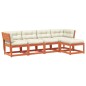 vidaXL Set de sofás jardín 5 pzas con cojines madera pino marrón cera vidaXL Set de sofás jardín 5 pzas con cojines madera pino marrón cera