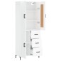 vidaXL Aparador alto madera contrachapada blanco brillo 69,5x34x180 cm