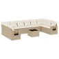 vidaXL Set de sofás de jardín 11pzas con cojines ratán sintético beige vidaXL Set de sofás de jardín 11pzas con cojines ratán sintético beige