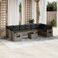 vidaXL Set de sofás de jardín 11 pzas y cojines ratán sintético gris vidaXL Set de sofás de jardín 11 pzas y cojines ratán sintético gris