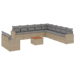 vidaXL Set de sofás de jardín 12 pzas y cojines ratán sintético marrón