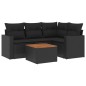 vidaXL Set de muebles de jardín 5 pzas y cojines ratán sintético negro vidaXL Set de muebles de jardín 5 pzas y cojines ratán sintético negro