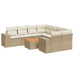 vidaXL Set de sofás de jardín 9 pzas con cojines ratán sintético beige