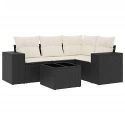 vidaXL Set de muebles de jardín 5 pzas y cojines ratán sintético negro