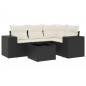 vidaXL Set de muebles de jardín 5 pzas y cojines ratán sintético negro vidaXL Set de muebles de jardín 5 pzas y cojines ratán sintético negro